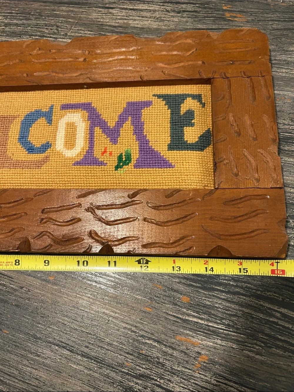 Welcome Sign Cross-Stitch Wall Accent in Multicolor